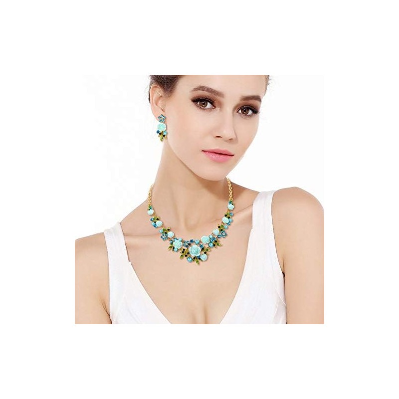 EVER FAITH Juego de Collar Aretes Rosa de mujer de