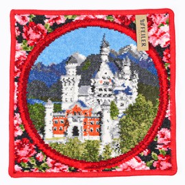 Feiler Women's Handkerchief Hand Towel, 9.8 inches (25 cm), Neuschwanstein Castle, Red