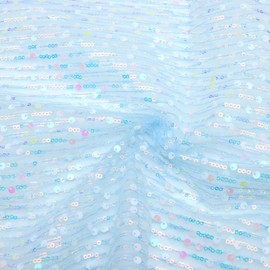 50CM Polyester Sequin Mesh Fabric Light Blue Upholstery Fabric with Sequins 1.4 Meters Sparkly Shiny Bling Glitter Material Cloth for Glitter Clothing DIY Decoration