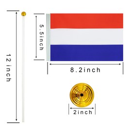 WXTWK 12 Pack Netherlands Flag Dutch Desk Flag Small Mini Netherlands Table Flags With Stand Base,Home Office Festival Events Celebration Decorations
