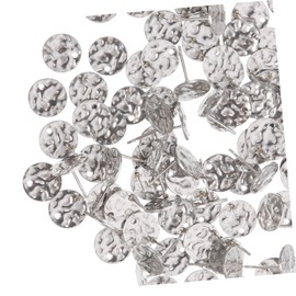 SAFIGLE 100pcs Round Piece Ear Studs Round Earring Findings Earring Hooks for Jewelry Making Hammered Earring Findings Earring Cards Earrings Posts Earring Studs Stainless Steel