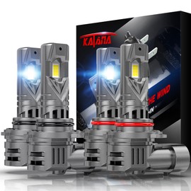 Katana Upgraded 9005 9006 Bulbs, 36000LM 6500K Xenon White Super Bright Mini Size with Cooling Fan, HB3 HB4 Canbus Ready Fog Light, Pack of 4