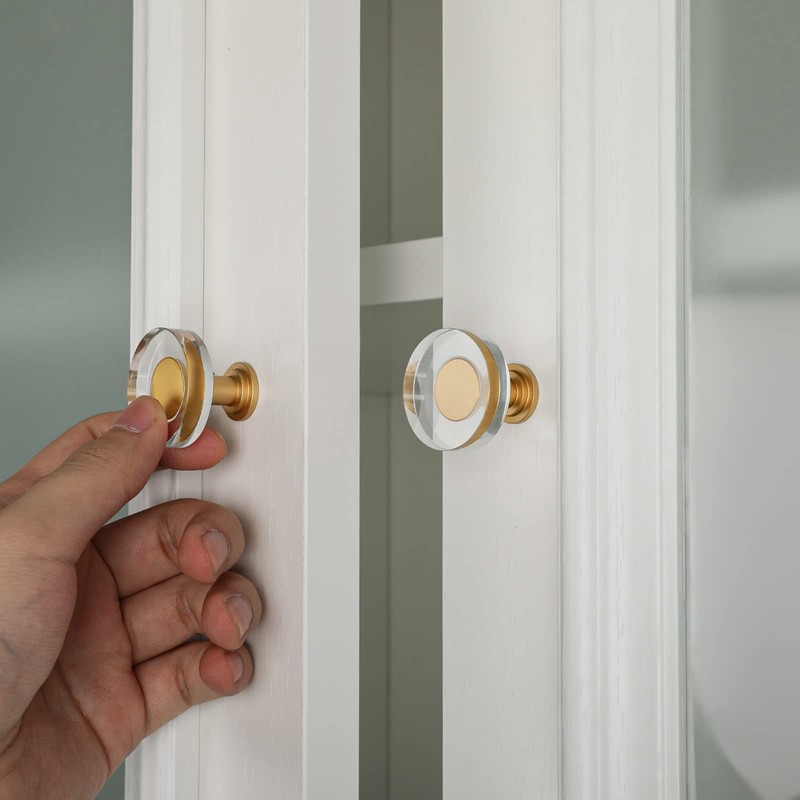 LONTAN 10 Pack Gold Knobs Glass Dresser Knobs Crystal Cabinet