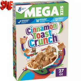 Cinnamon Toast Crunch Breakfast Cereal, Crispy Cinnamon Cereal, Mega Size, 27 oz