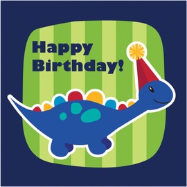 Creative Converting 16 Count Happy Birthday 3-Ply Little Dino Party Lunch Napkins, Blue/Green/Orange