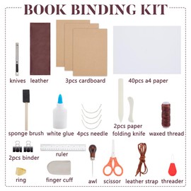 WEBEEDY DIY Coptic Travel Journal Bookbinding Kit for Beginners,Hand Book Binding Tools Set Notebook Making Kit for Adults DIY Journaling Supplies Birthday Craft Gift, 15X21cm(A5)