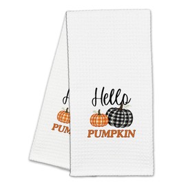 MBYHP 16" x 24" Fall Kitchen Dish Towel - Hallo Pumpkin - Autumn Harvest Waffel Weave Hand Towel for Home Kitchen Bathroom - Thanksgiving Decoration & Gifts Supplies - A14