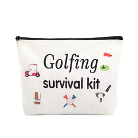 Funny Golf Accessories Stuff Bag for Golfer Golf Lover Makeup Bags Canvas Coach Cosmetics Organiser for Women Girls Portable Storage Pouch Golf Zipper Bags Travel Toiletry Skincare Pouch Bag