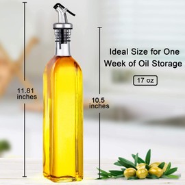 WERTIOO Olive Oil Dispenser Bottle, 2 Pack 17oz Oil and Vinegar Dispenser Set Clear Oil Bottles Container for Kitchen with 4 Spout, Funnel & Pen and Labels