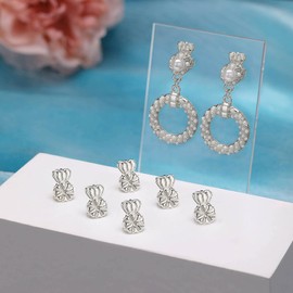 2 Pairs Earring Backs for Droopy Ears,Adjustable Crown Large Earring Backs for Heavy Earring,18K Gold Plated Hypoallergenic Earring Lifters Secure Earring Backs for Studs(WhiteGold)