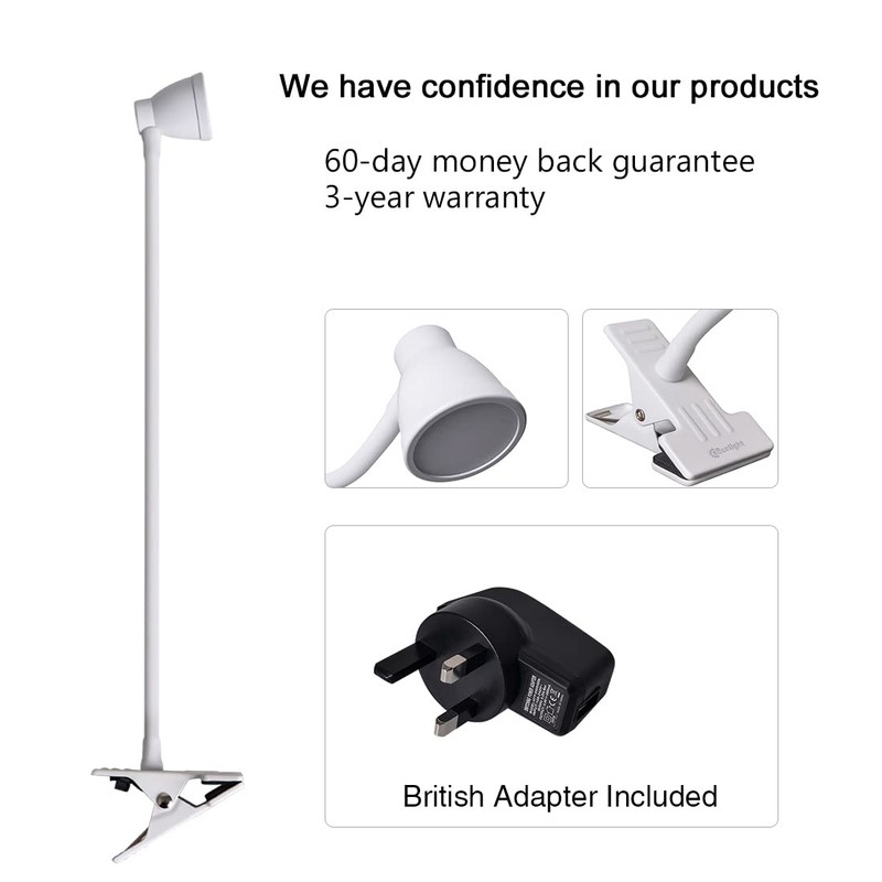 CeSunlight Clamp Desk Lamp, Clip on Reading Light, 3000-6500K Adjustable