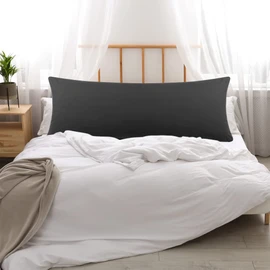 PiccoCasa Body Pillow Cover Microfiber Solid Nordic Life Size Large Pillow Cover Long Pillowcase with Zipper 1 Piece Black 50x160cm