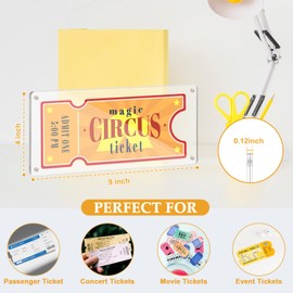 3 Pcs Acrylic Ticket Stub Display 4x9 Inch Clear Ticket Stub Holder Ticket Stub Organizer Ticket Stub Frame Ticket Protector Double Sided for Collectors Display Protect Movie Concert Play Show Ticket