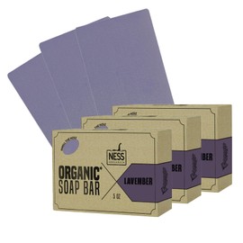 Ness Organics Ness Mens Soap Bar - Lavember Scent - Natural Soap - Lavender & Amber - Mens Soap - Organic Ingredients & Essential Oils - Moisturizing Bar Soap - Handmade In USA, Cruelty Free, Vegan - 3 Pack