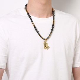 HZMAN Big Praying Hands Necklace for Men Christian Pendant for Men