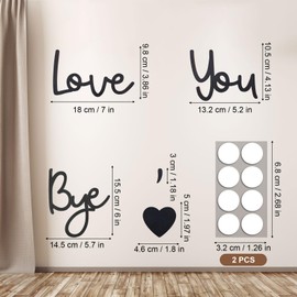 Love You Bye Sign, Wooden Wall Sticker Decor Express Love and Warm Family Modern Home Hanging Art Decal Decoration Bye Sign for Door Wall Hallway (Black)