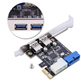 PCI E to USB3.0 Expansion Card Adapter, Easy to Install, USB 3.0, Compatible with XP/7/8/10 with Front 19PIN Interface. USB3.0, 5Gb / S