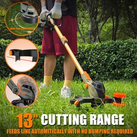 WeGofly 13-Inch String Trimmer Cordless,(2 x 21V 6.0Ah Batteries & Charger), Trimmer/Edger/Lawn Mower/Brush Cutter 4-in-1 + Leaf Blower Cordless, 5-Variable Speed & Turbo Mode