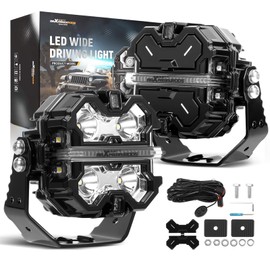 maXpeedingrods 2 x 3.5" 160W Offroad Lights, LED Light Bar 19200LM with White Amber DRL, 270°Side Shooter Pod Lights, Fog Spot Light with Black Covers for Jeep Wrangler,Trucks UTV ATV Motorcycles