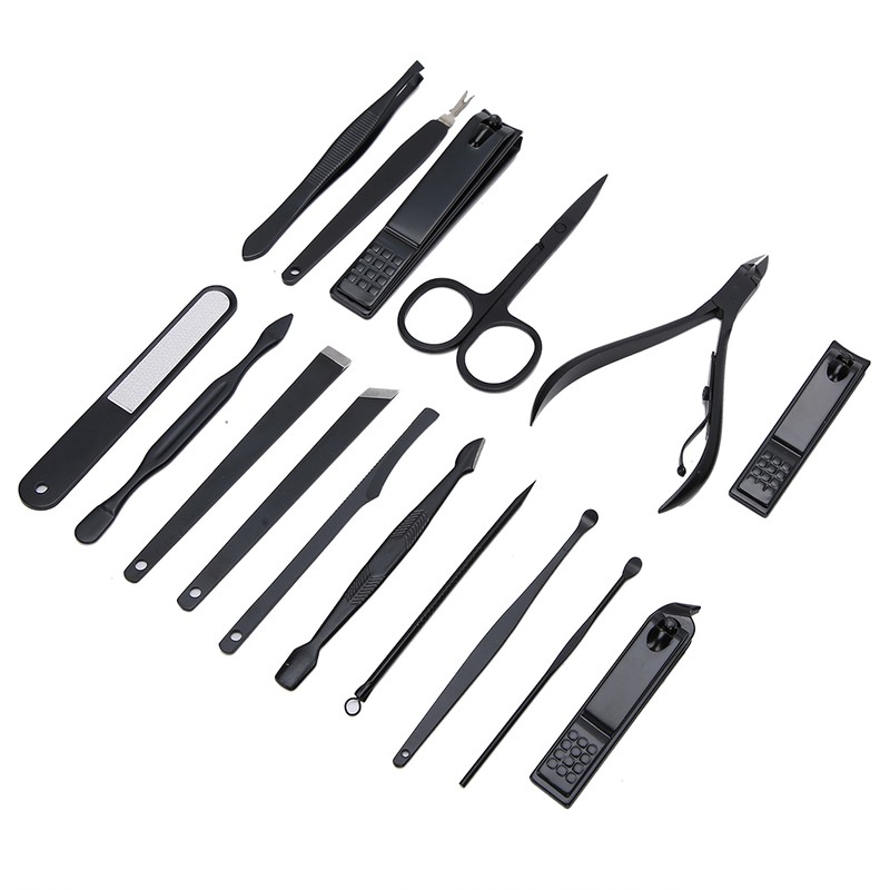 16pcs Stainless Steel Nail Clipper Eyebrow Scissors Pedicure Knife Manicure