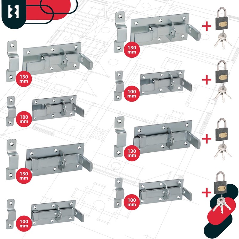 KOTARBAU® Universal Lock Bolt Steel Bolt with Padlock 50 x