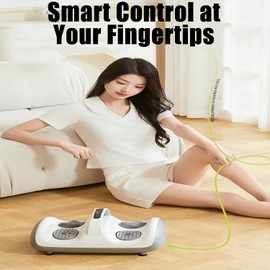 Heated Foot & Leg Massager – Adjustable 2-in-1 Foot Massage Machine with Vibration & Heat, Deep Kneading Nodes & Smart Panel for Daily Relaxation & Comfort at Home or Office (White)