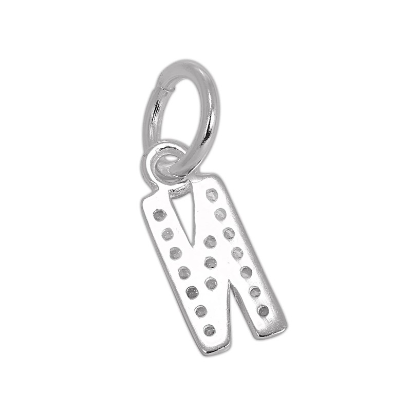 Small Sterling Silver & CZ Crystal Initial Letter N Charm
