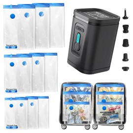 Nunemosk 9 Pack Vacuum Storage Bags with Wireless Electric Air Pump, Reusable space saver vacuum storage bags for Clothes, Double Zip and Airtight Valve for Travel and Home