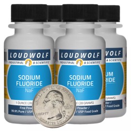 Loudwolf Industrial & Scientific Sodium Fluoride / 4 Bottles each 1 Oz / 99.9% Pure USP Food Grade / Fine Powder