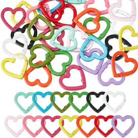 SUNNYCLUE 26PCS 13 COLOR Heart Spring Clasp Spring Key Rings Alloy Purse Ring Clip Trigger Colorful Love Keyring Small Snap Hooks Buckles Fastener Connectors Rings for jewellery Making Supply Diy Craf