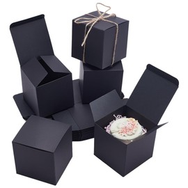 PH PandaHall 30pcs Black Gift Box Small Paper Box Mini Kraft Boxes Cardboard Box with Lid Gift Wrap Boxes for Treat Present Party Favor Wedding Birthday Valentine's Day 9x9x9cm