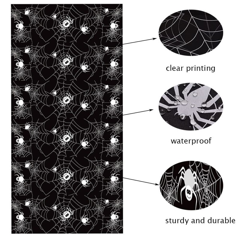 Jwssor Halloween Tablecloth,274x130cm Waterproof Spider Tablecloth for Halloween Party Decoration