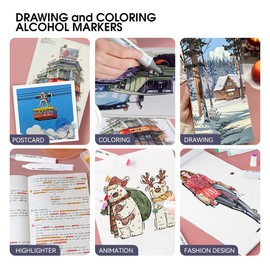 TRANSON Alcohol Markers for Drawing Coloring 24 Colors Dual-tip Fine and Chisel Tips