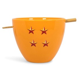 Toynk Dragon Ball Z 4-Star Ball Ceramic Noodle Bowl & Chopsticks Set | 16 Ounce Dish