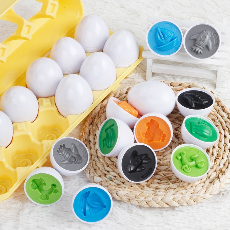12Pcs Matching Eggs Color Vehicle Shape Recognition Early Learning Educational
