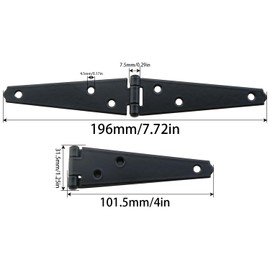 Heyous 2PCS 4 Inch Black Metal Heavy Duty Door Hinge with Mounting Screws for Wooden Fences Barn Gate Cupboards Wardrobes Chests