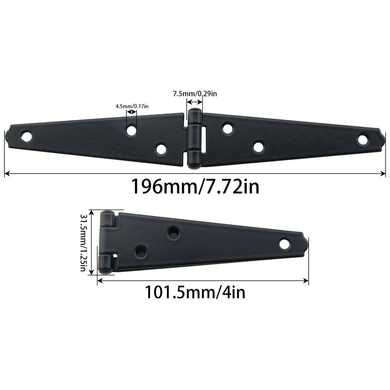 Heyous 2PCS 4 Inch Black Metal Heavy Duty Door Hinge
