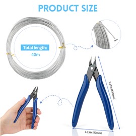 1mm Craft Wire, 165 ft/40m Bendable Aluminum Wire, Silver Jewelry Wire, Armature Wire for Sculpture, Bicycle Modeling, Skull Crafting, Flower Making, Jewelry Making