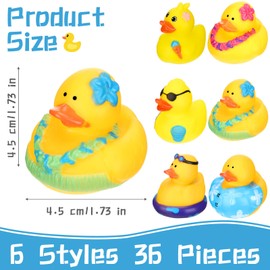 Honoson - 36 piezas de juguete de baño de goma para la playa de verano, patos de goma a granel, mini patos amarillos para regalos de cumpleaños, fiestas de ducha, actividades de decoración de cumpleaños (piscina)