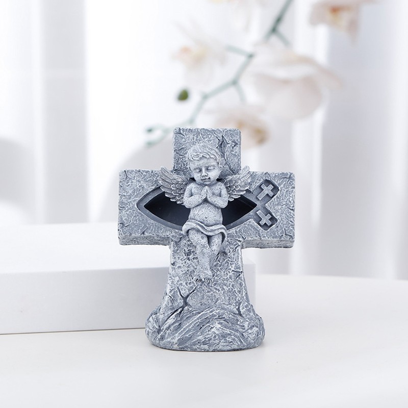 Angel Statue Hollow Design Cute Appearance Environmentally Friendly Resin Light