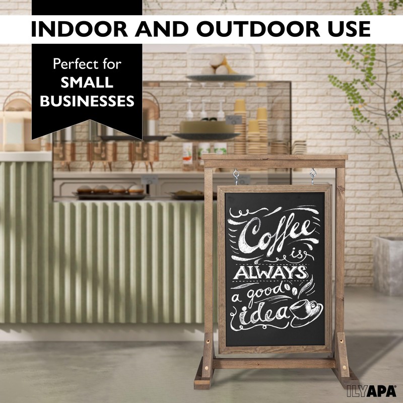 Ilyapa Rustic Double Sided Swinging Chalkboard Sidewalk Sign - Barnwood