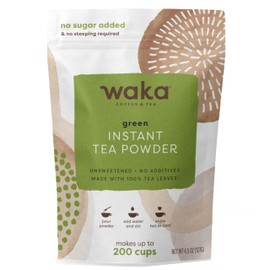 Waka Premium Instant Tea — Classic Concentrated Green Tea Powder — No Sugar Added & Unsweetened — 100% Tea Leaves — 4.5 oz Bulk Bag for Hot or Iced Tea