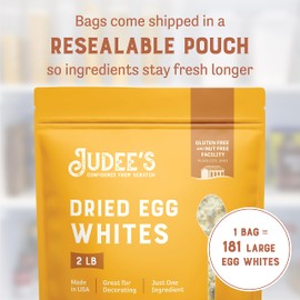Judee's Gluten Free Dried Egg White Protein Powder - Complete Nutrition & Egg Protein - Gluten Free Baking & Meringue Powder - Lightweight & Long-Term Storage - 2 lb