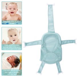 Baby Bath Net, Non Slip Adjustable Newborn Baby Bath Seat with 5 Safety Support Corner, Soft and Comfortable Baby Bath Shower Accessories with Sponge Cushion for Safe Bathing Experience 0-12 Months