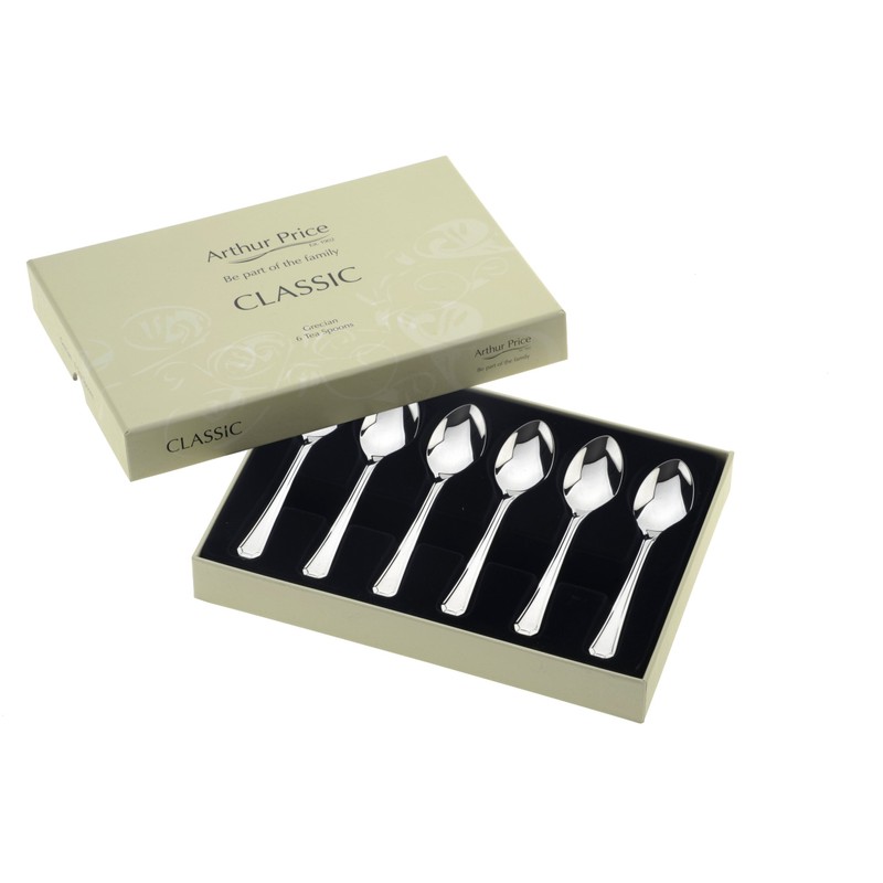 Arthur Price Classic Grecian Tea Spoons, Box of 6