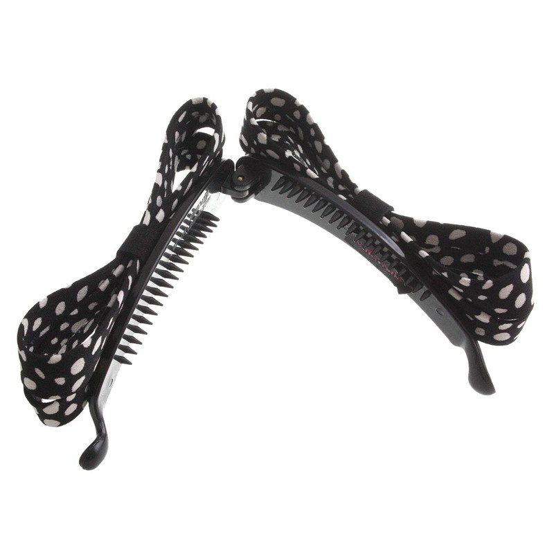 VINGTAINE H-185-BK- Animal Pattern Ribbon Banana Clip, M, Easy Bundle,