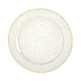 EcoQuality 7.5inch Premium White Gold Glitter Design Plastic Disposable Plates Elegant Durable Heavy Duty for Dinners Desserts Salads Wedding Parties Holidays (10)