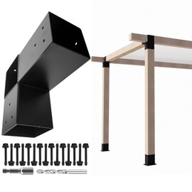 VEVIVOOVY 3-Way Pergola Brackets,L-Shaped Right Angle Corner Bracket for 4"x4"(Actual Size:3.5"x3.5") Indoor & Outdoor Wood Beam,DIY Horizontal Brackets for Pavilion,Gazebo,Porch,Deck,Cabin (1Pack)