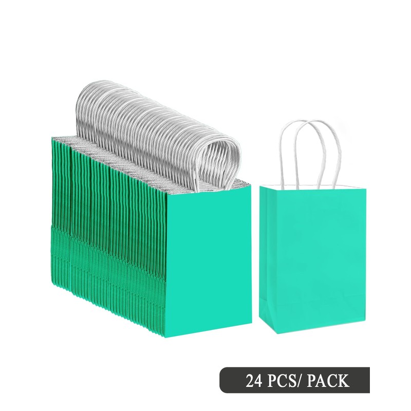 qiqee 24PCS Small Gift Bag with Handles Bulk 8.3"x6"x3" Gift