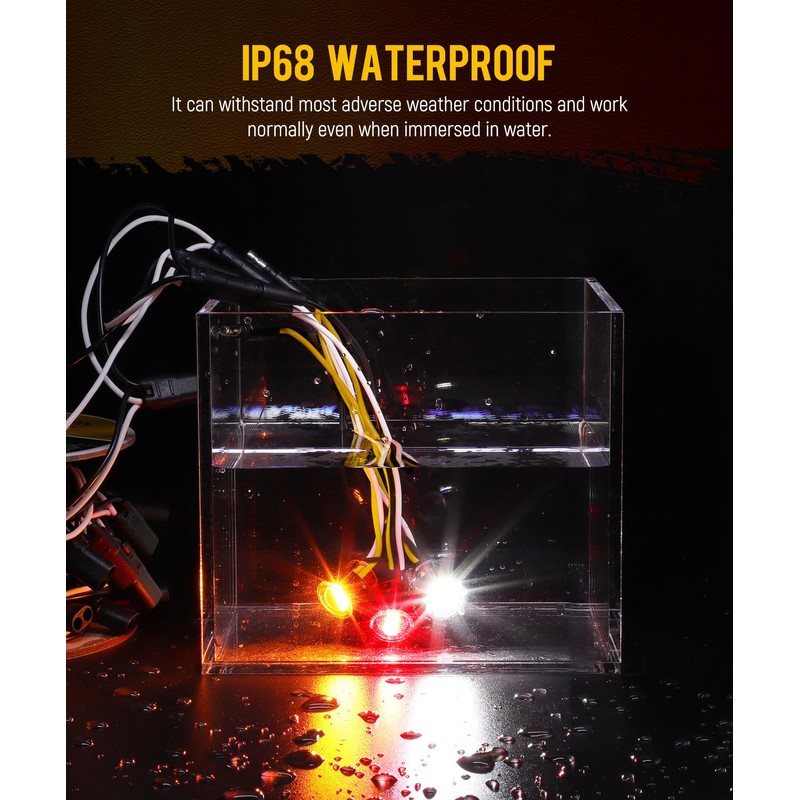 Partsam 3/4 Inch Dual Function LED Lights - Strobe +